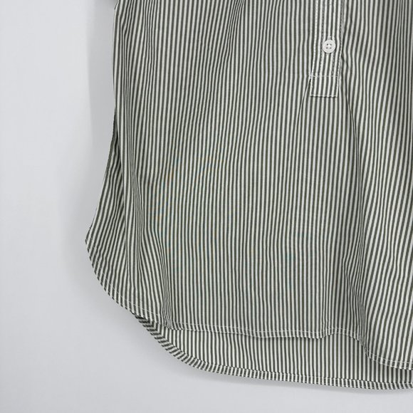 NWT J.Crew Relaxed Fit Short Sleeve Cotton Poplin Popover Blouse Grey Stripe XS - Picture 3 of 7